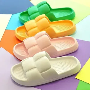 2023 Summer Non Slip Flip Flops for Women Soft Sole Eva Indoor Sandals with Thick Flat Bottom Fashionable Bathroom Slippers for Home 1pc