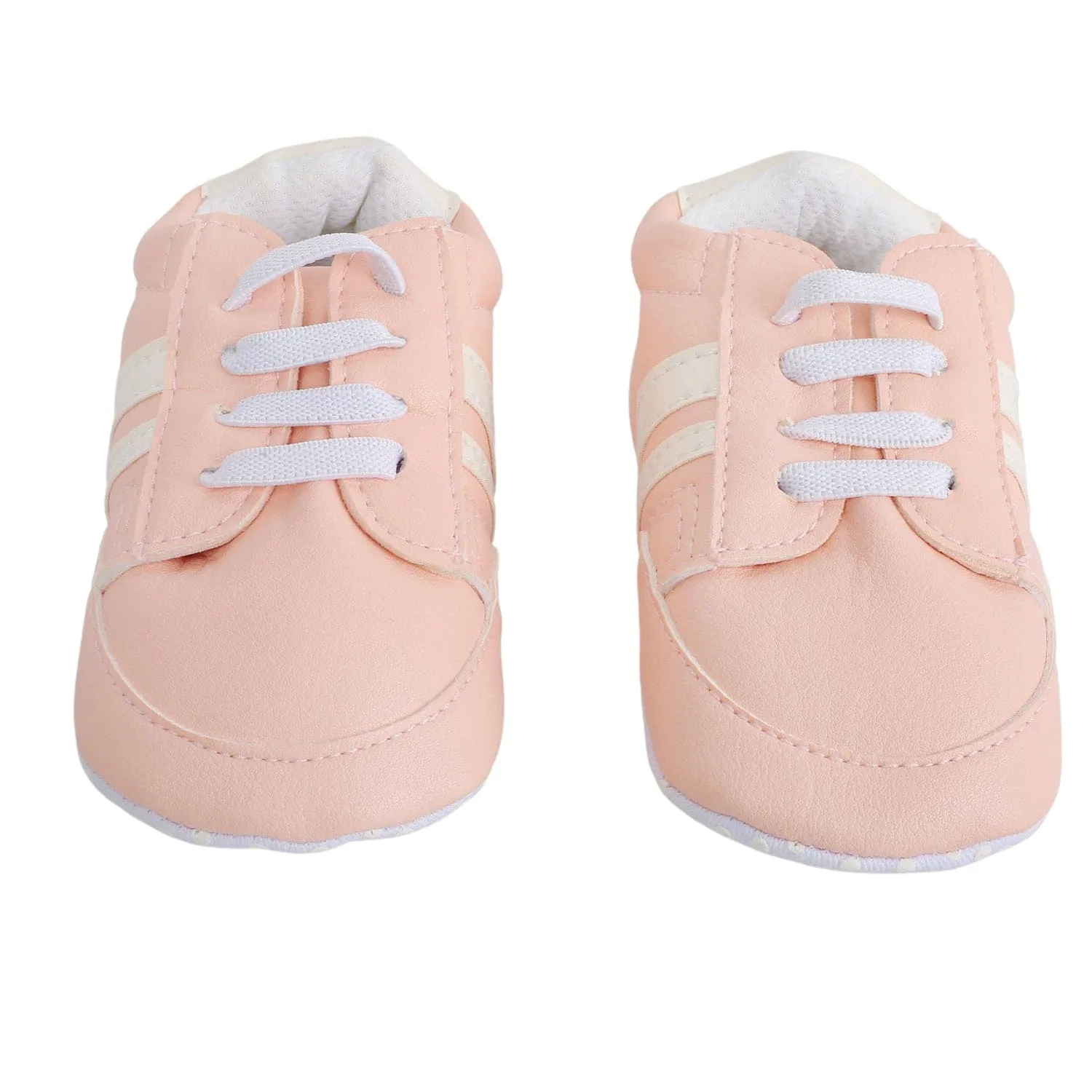Baby Moo Striped Peach Lace Up Sneakers