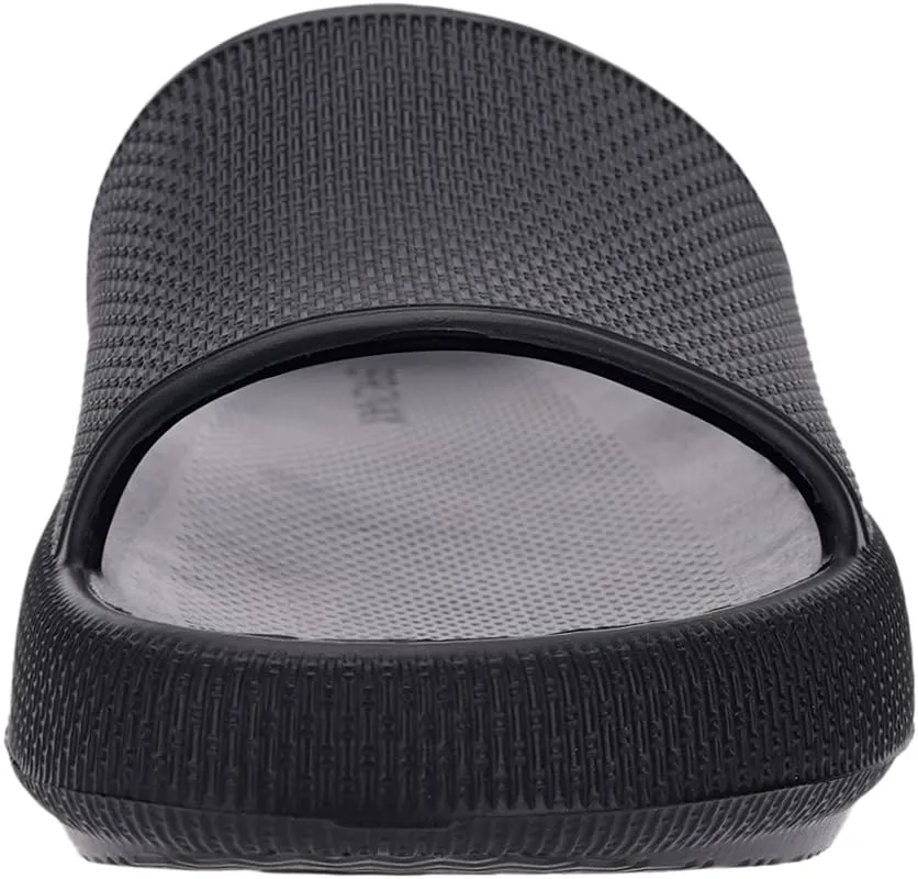 BRONAX Unisex House Slides for Women and Men Size 9 Indoor Pillow Slippers Sandals Sandles for Female Comfy Cushioning Thick Sole 40-41 Black