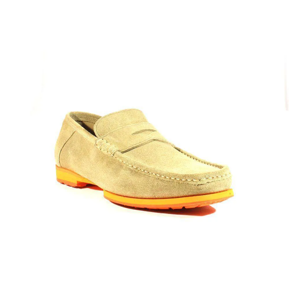 Cesare Paciotti Luxury Italian Men's Designer Shoes Sabbia Suede Beige Moccasins (CPM2355)