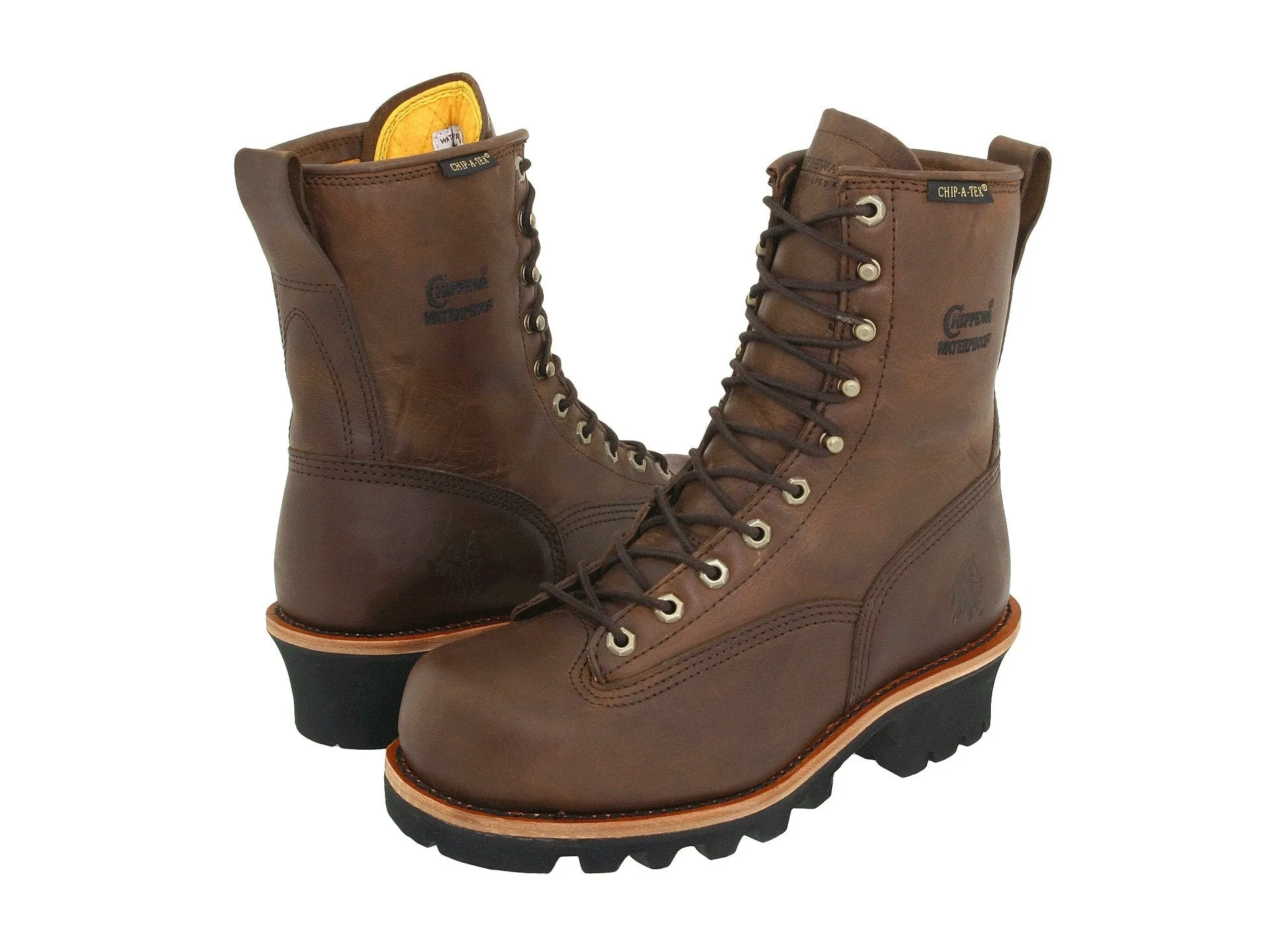 Chippewa 8" Bay Apache Insulated Waterproof Steel Toe Logger Boots, Brown