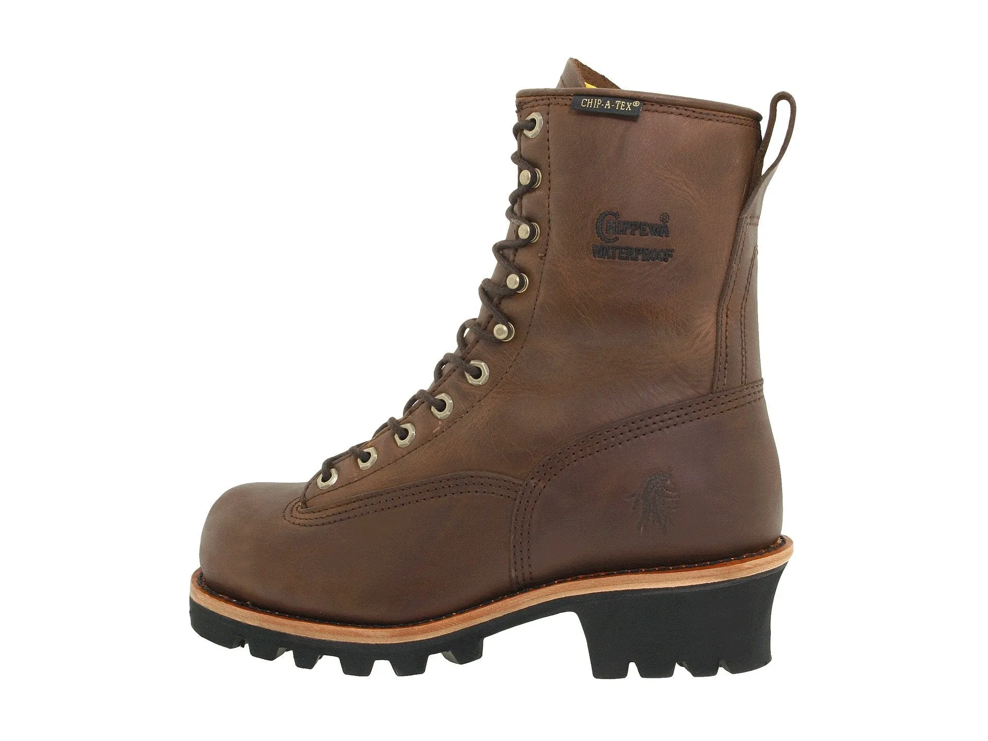 Chippewa 8" Bay Apache Insulated Waterproof Steel Toe Logger Boots, Brown