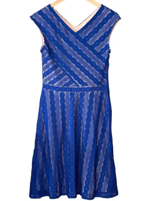 Cool Winter Cobalt Lace Sleeveless Skater Dress