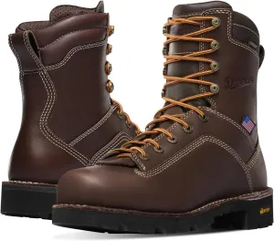Danner 8 Quarry USA Waterproof Work Boots for Men - Full-Grain Leather with Gore-Tex, 3-Density Cushion Footbed & Traction Heel Outsole, EH Resistant