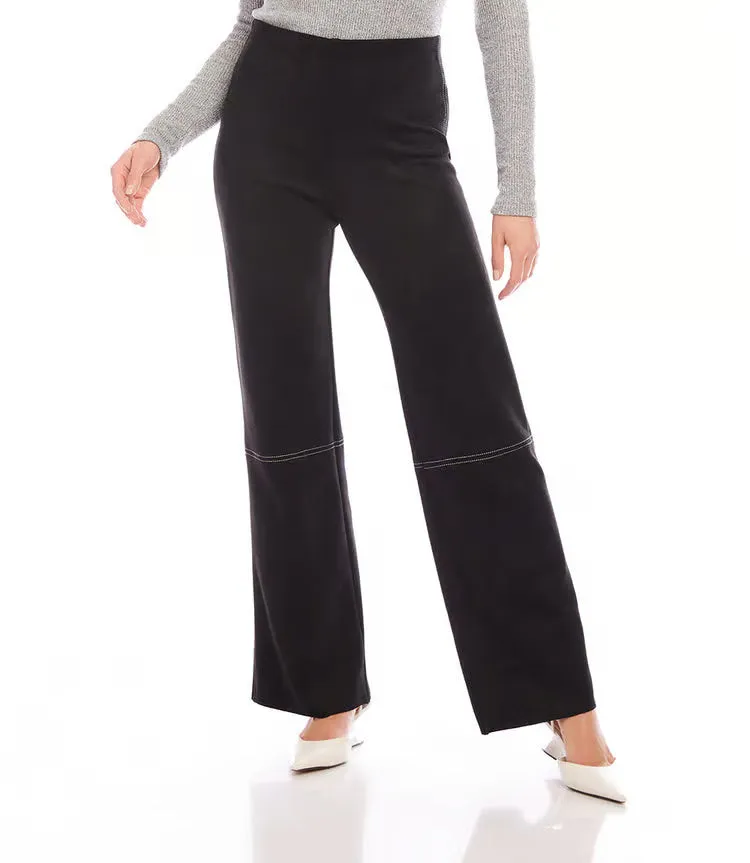 Fanna Faux Suede Stitch Pants in Black - Karen Kane 3L71502