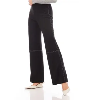 Fanna Faux Suede Stitch Pants in Black - Karen Kane 3L71502