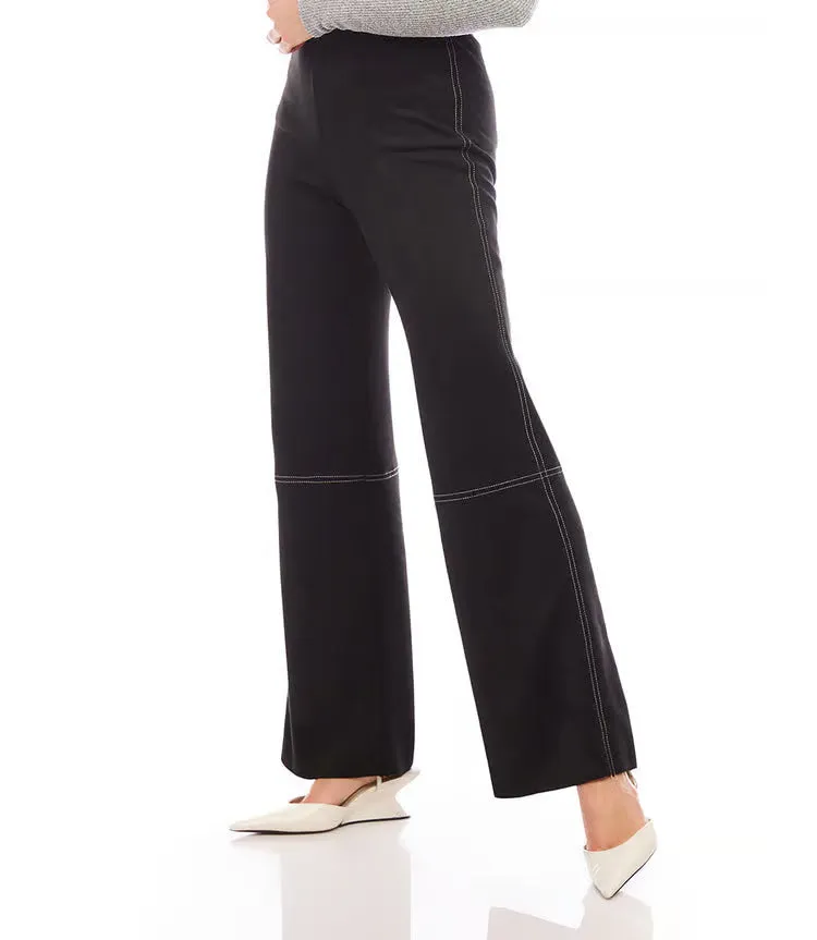 Fanna Faux Suede Stitch Pants in Black - Karen Kane 3L71502