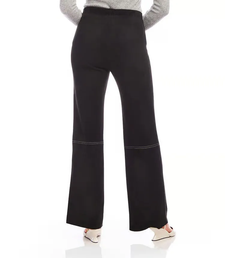 Fanna Faux Suede Stitch Pants in Black - Karen Kane 3L71502