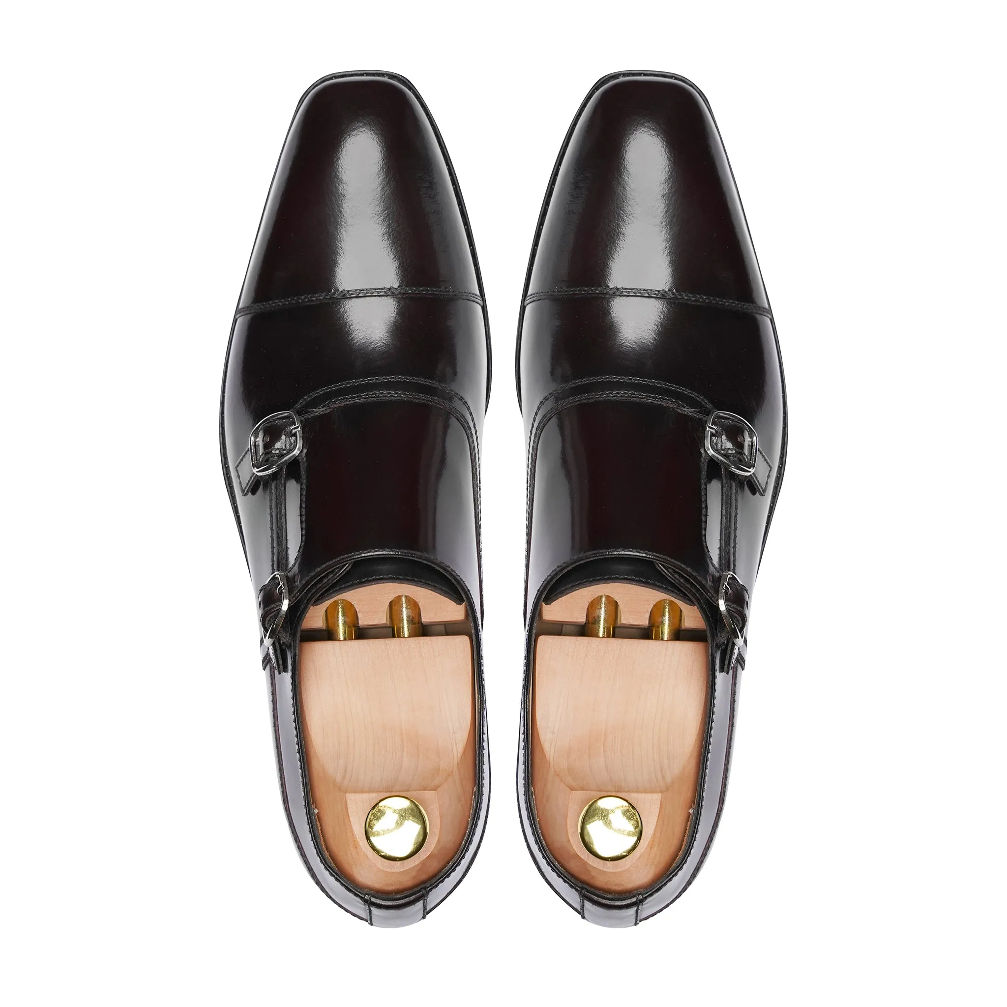 Fenti - Men's Black Box Leather High Shine Double Monkstrap