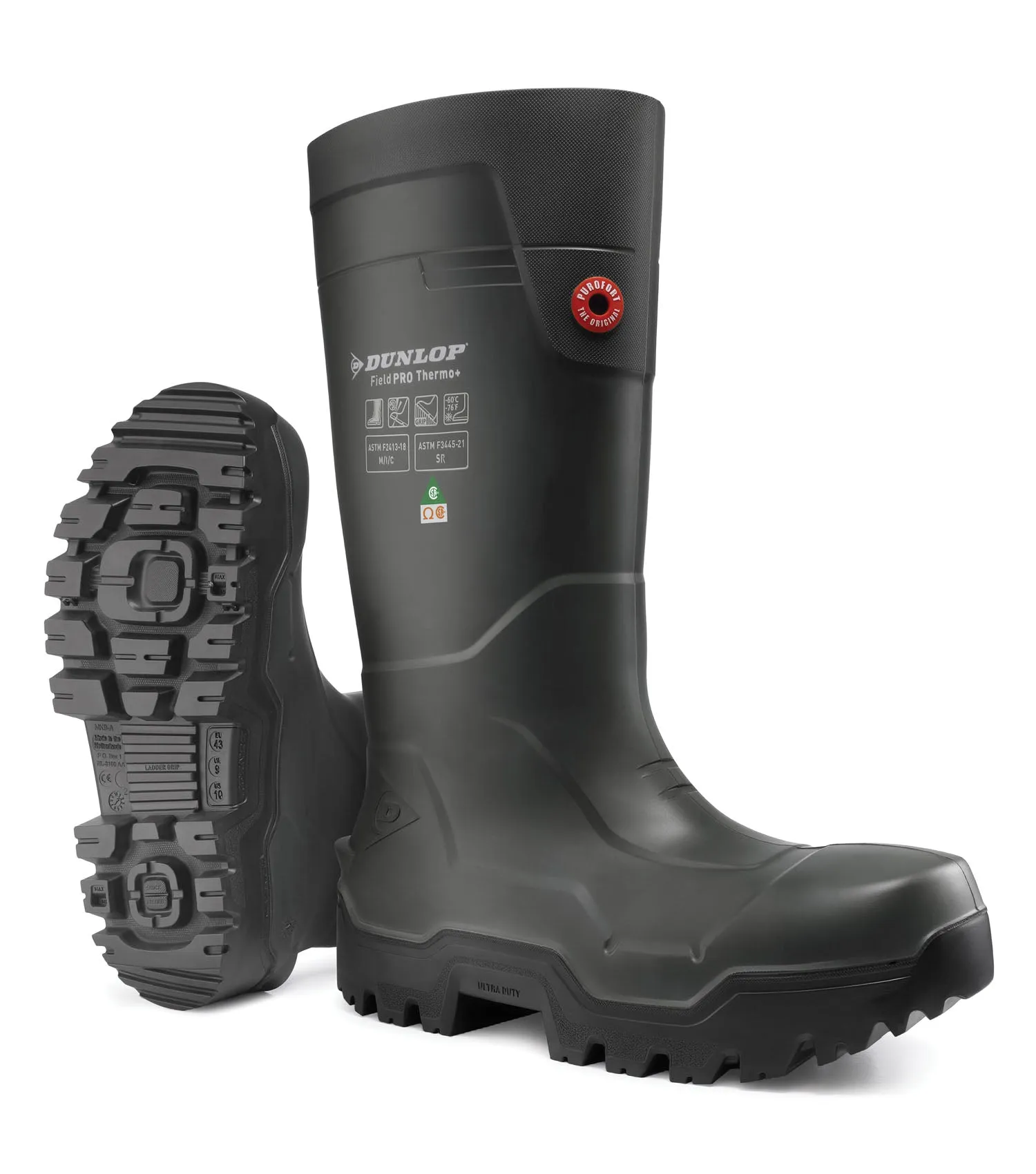 FieldPRO Thermo  Full Safety, Black | 15’’ Insulated PU Work Boots.