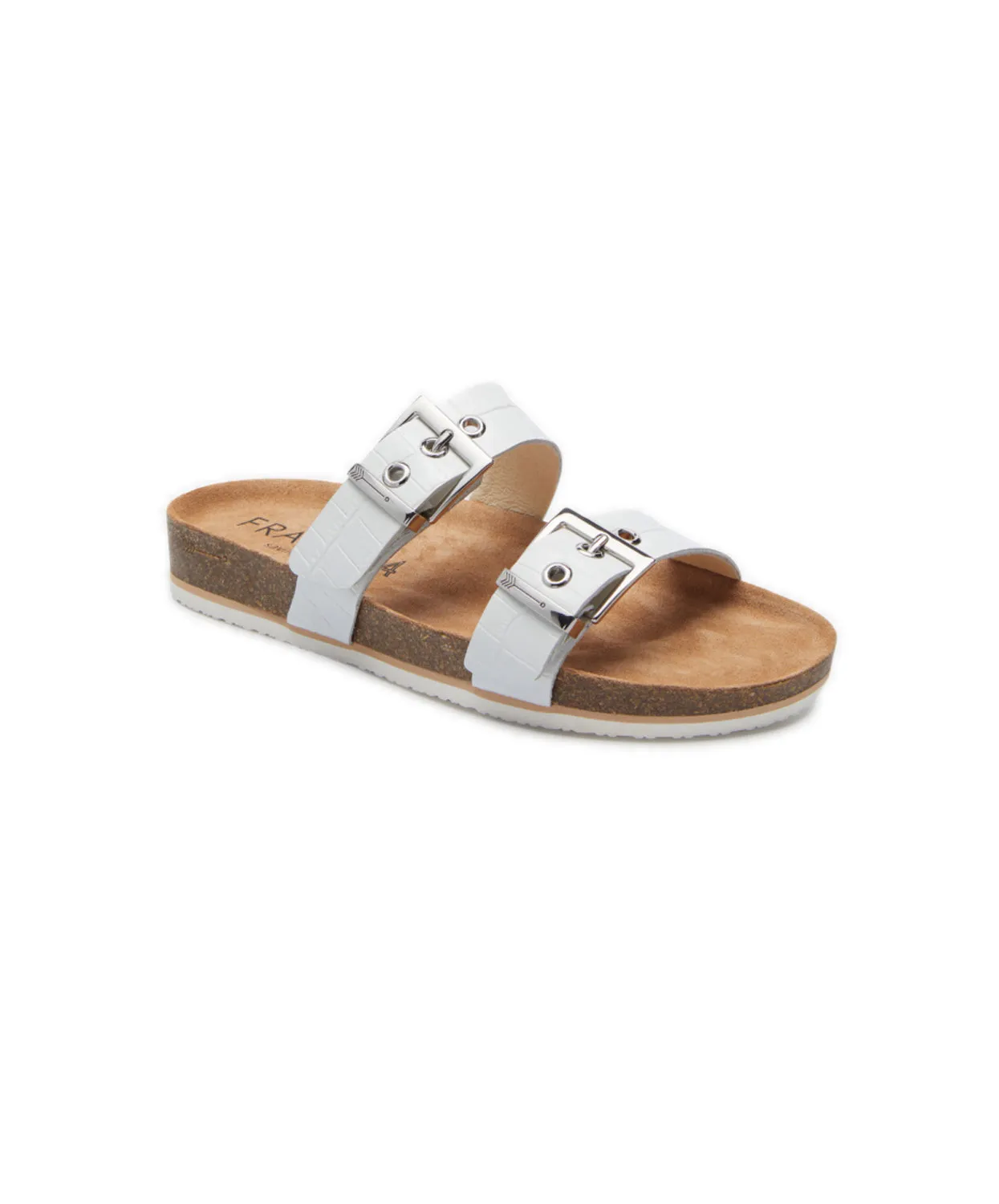 FRANKIE4 Sandy III White Croc Emboss Slides