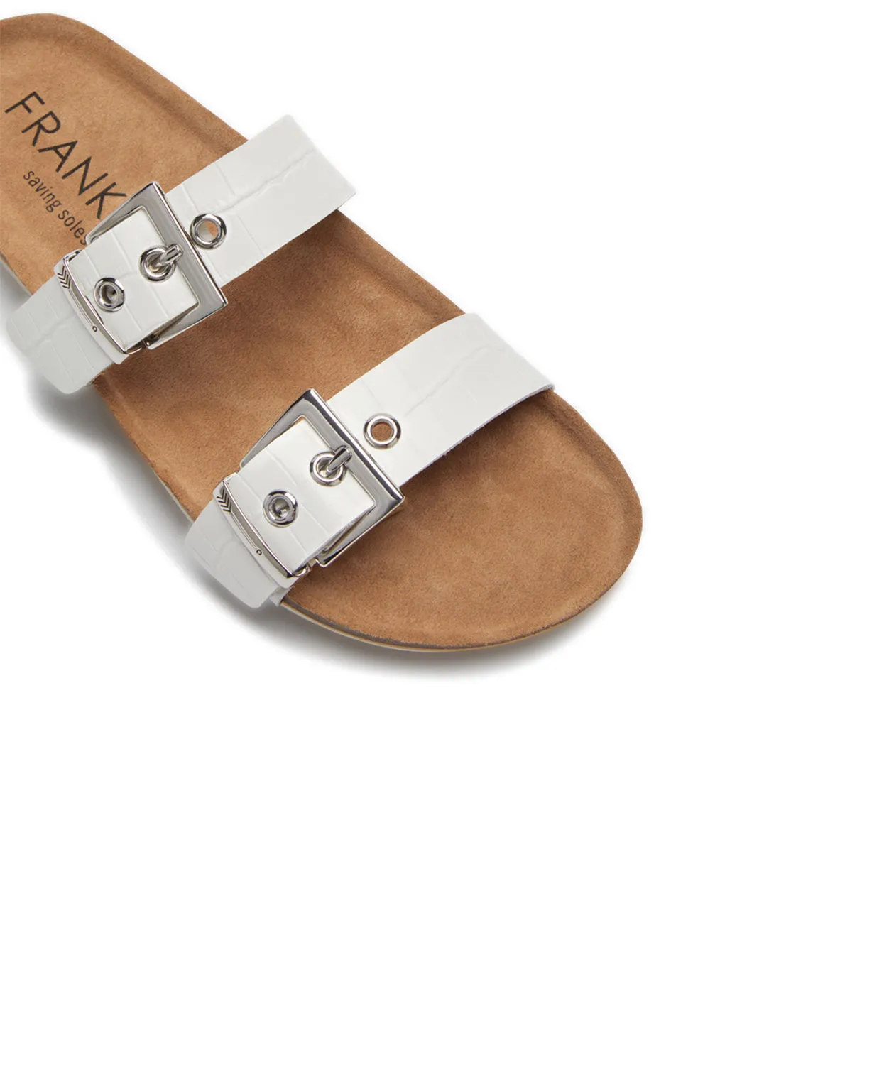 FRANKIE4 Sandy III White Croc Emboss Slides