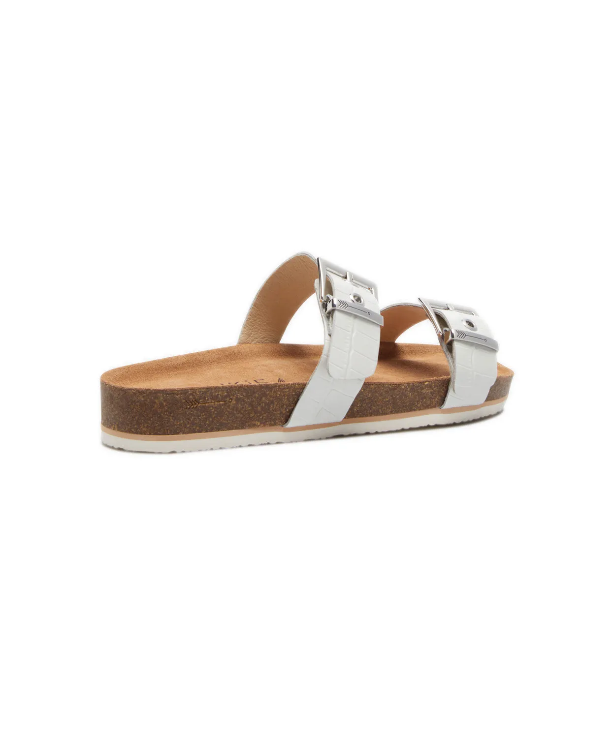 FRANKIE4 Sandy III White Croc Emboss Slides