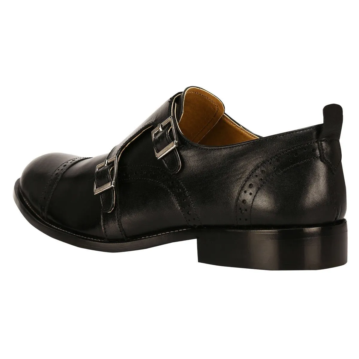 Gosling Leather Oxford Style Double Buckle Monk Straps Shoes For Men