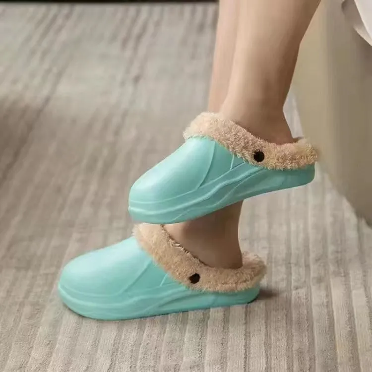 Groovywish Women 2-in-1 Anti-slip Slippers Removable Fur Indoor Footwear