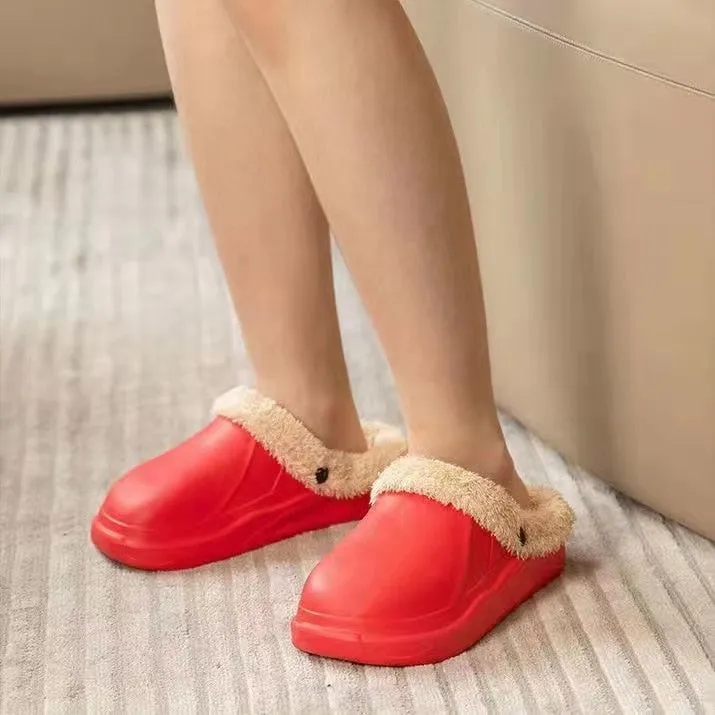 Groovywish Women 2-in-1 Anti-slip Slippers Removable Fur Indoor Footwear