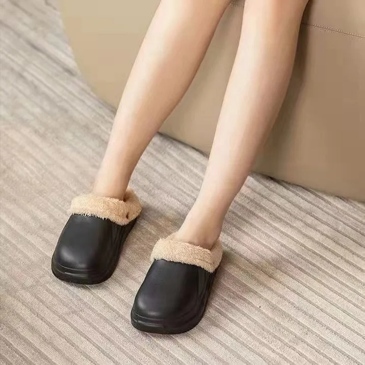 Groovywish Women 2-in-1 Anti-slip Slippers Removable Fur Indoor Footwear