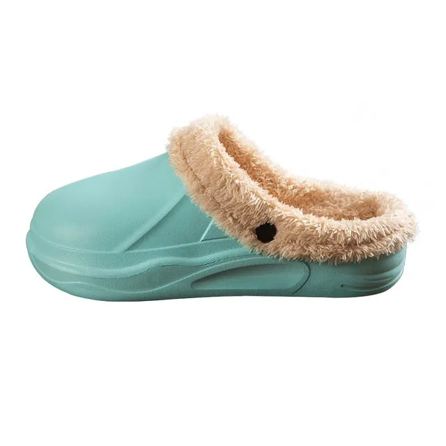 Groovywish Women 2-in-1 Anti-slip Slippers Removable Fur Indoor Footwear