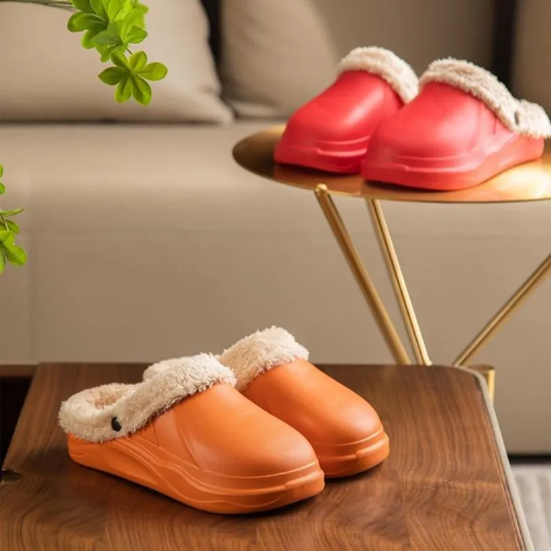 Groovywish Women 2-in-1 Anti-slip Slippers Removable Fur Indoor Footwear