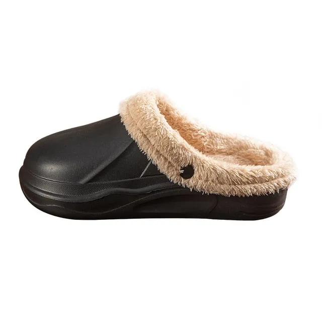 Groovywish Women 2-in-1 Anti-slip Slippers Removable Fur Indoor Footwear