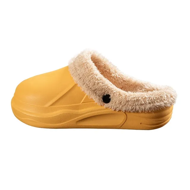 Groovywish Women 2-in-1 Anti-slip Slippers Removable Fur Indoor Footwear