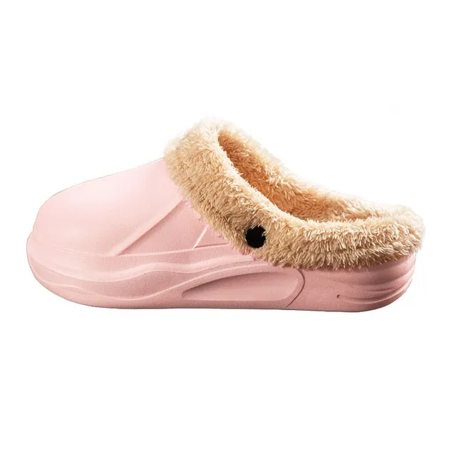 Groovywish Women 2-in-1 Anti-slip Slippers Removable Fur Indoor Footwear