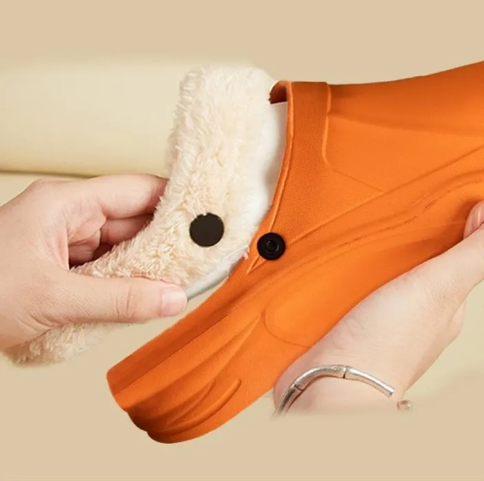 Groovywish Women 2-in-1 Anti-slip Slippers Removable Fur Indoor Footwear