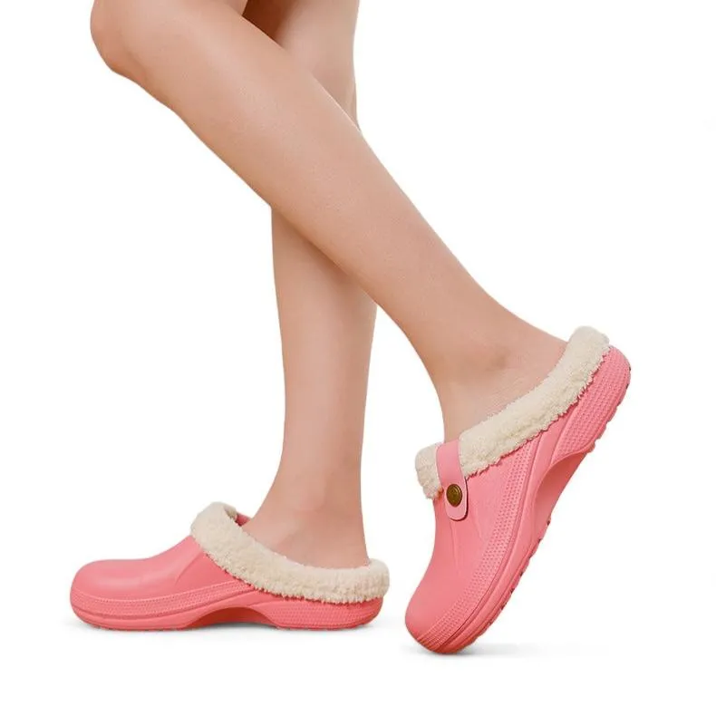 Soofeet New Orthopedic Women Winter Clogs Waterproof Soft Fur Sandals